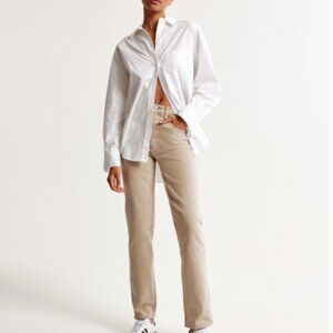 Abercrombie Ultra High Rise 90s Straight Jean in Oat 30 Long